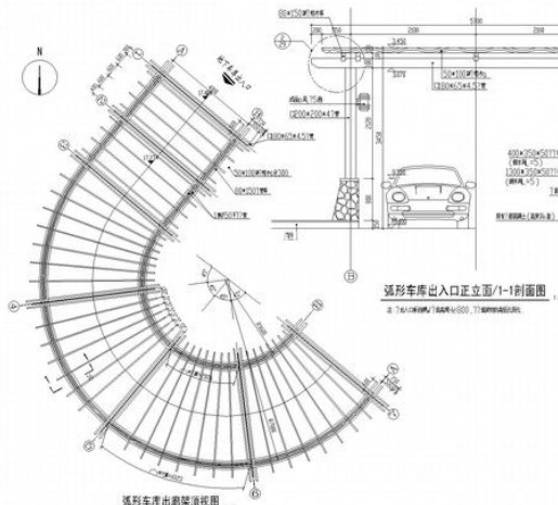 园林景观车库廊架施工详图