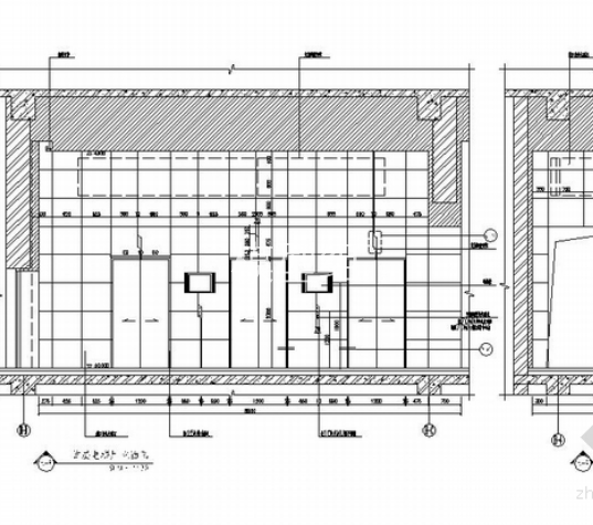 [北京]高档住宅小区回迁楼公共区装修设计施工图（含效果）电梯厅立面图