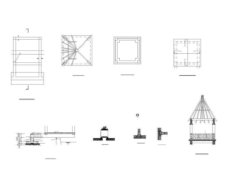 各式亭子施工图集 A-3尖顶方亭