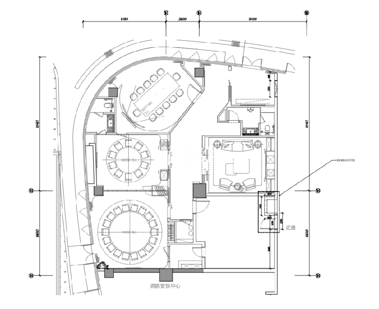 集艾设计 - 上海中城事业办公室CAD施工图1F拆墙定位图