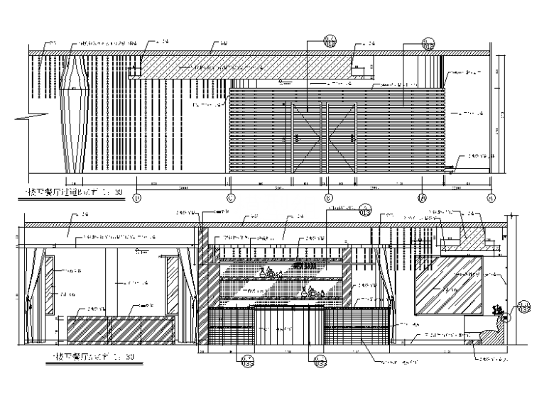 100套不同风格的餐饮空间餐厅设计CAD施工图立面图