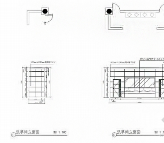 [江西]著名风景区<a href=http://www.moxingzu.com/tag/5295/ target=_blank class=infotextkey>现代风格</a>游客服务中心室内装修施工图洗手间立面图