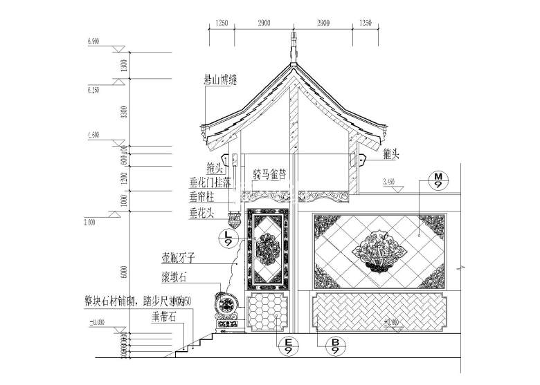 垂花门剖面大样图