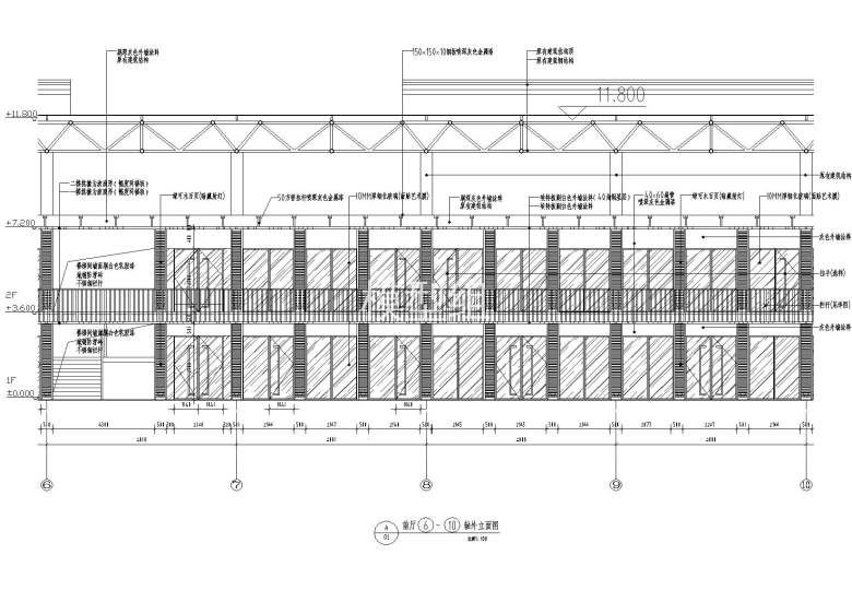 前厅6~10轴外立面图