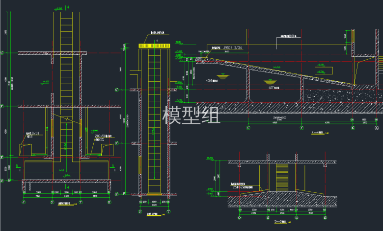 坡道丙地下室平面图，坡道丙一层平面图，4-4剖面图，5-5剖面图.png