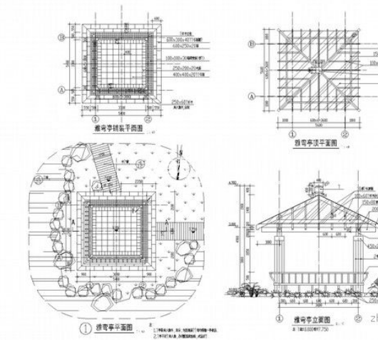 园林景亭施工详图