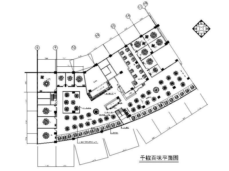 [重庆]知名连锁餐饮新中式特色火锅店室内设计平面图