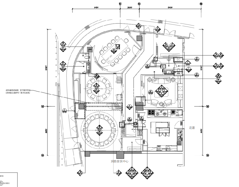 集艾设计 - 上海中城事业办公室CAD施工图1F立面索引图