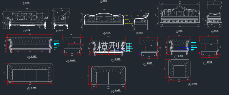 沙发家具cad施工图库集6.png