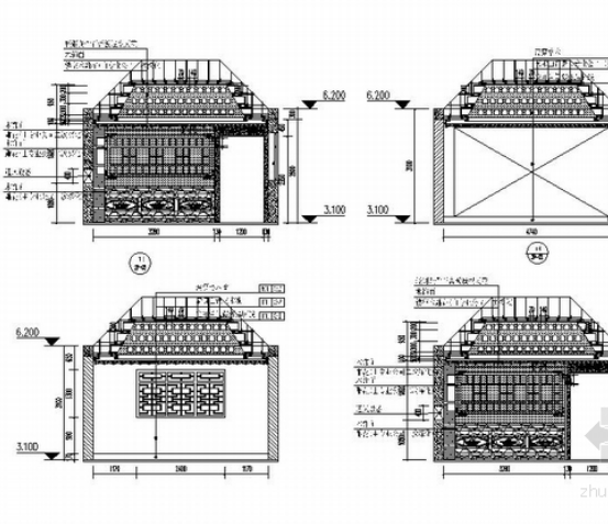 [广东]设计之都中式风情佛寺殿堂CAD装修施工图立面图