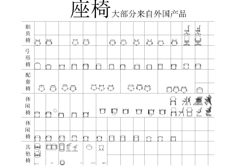 知名公司制图规范图例&工装<a href=http://www.moxingzu.com/tag/5275/ target=_blank class=infotextkey>模块</a>-座椅平立面