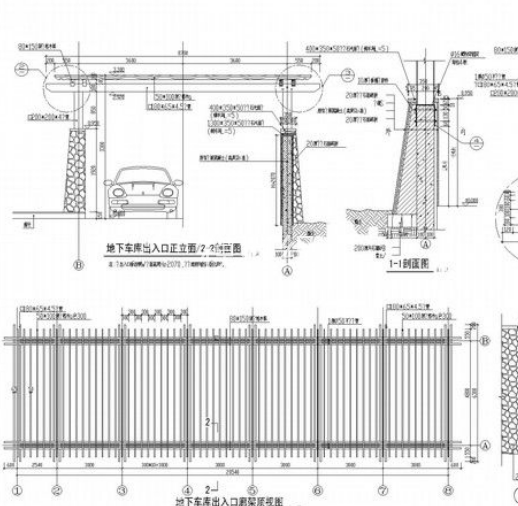 园林景观车库廊架施工详图