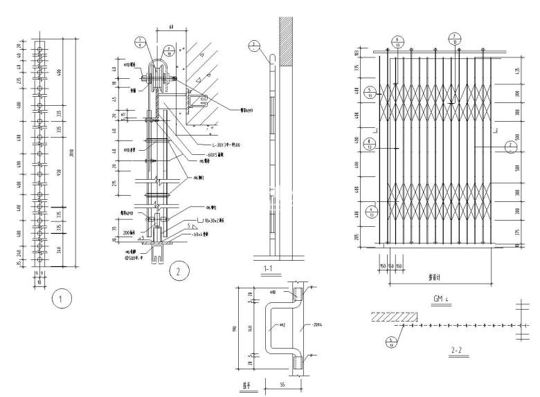 GM4铁栅门（[型）及节点详图