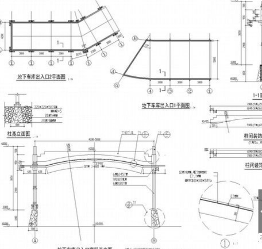 园林景观车库廊架施工详图