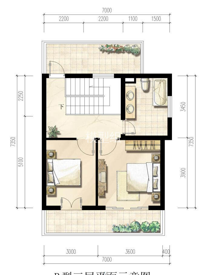 户型为二层半独栋别墅，砌体结构别墅建筑文本（包含CAD+效果图）_9