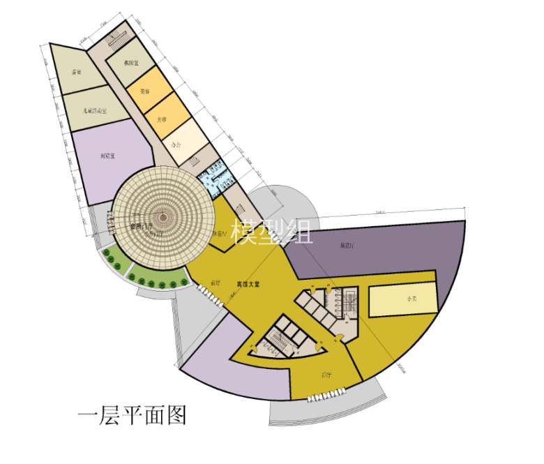 高层<a href=http://www.moxingzu.com/tag/5295/ target=_blank class=infotextkey>现代风格</a>宾馆建筑方案文本及CAD扩初