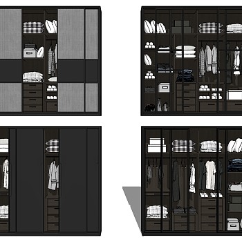 (36) 现代北欧衣柜衣服服饰摆件 sketchup草图模型下载