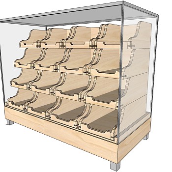 (122)现代木制储物柜展柜展柜展架货架sketchup草图模型下载