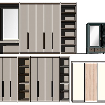 (120) 现代衣柜衣橱sketchup草图模型下载