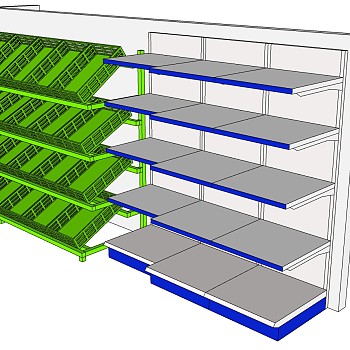 (104)现代木制超市货架展柜展架货架sketchup草图模型下载