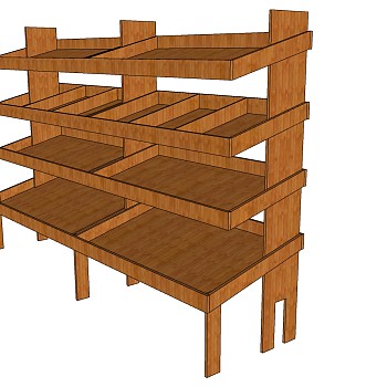 (113)现代超市木制货架展柜展架货架sketchup草图模型下载
