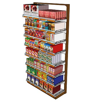 (116)现代超市日用品货架展柜展架货架sketchup草图模型下载