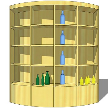 (119)现代木制酒柜储物架sketchup草图模型下载