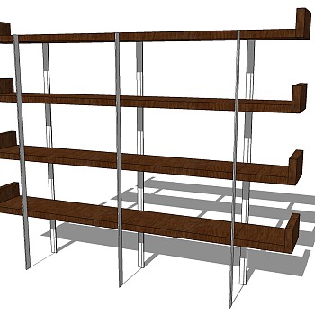(120)现代木制货架sketchup草图模型下载