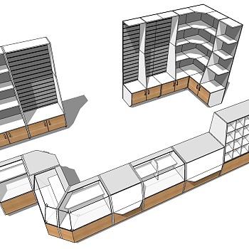 (40)现代展台储物柜货架货柜sketchup草图模型下载