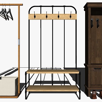 (114) 现代衣架衣柜鞋柜(sketchup草图模型下载