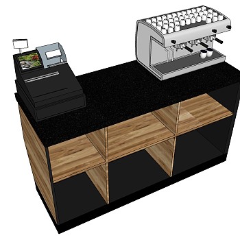 (36)现代超市奶茶店咖啡厅收银台咖啡机sketchup草图模型下载
