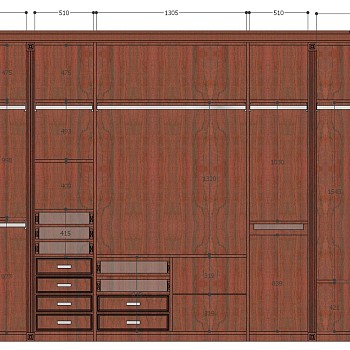 1欧式樱桃木橱柜储物柜书柜sketchup草图模型下载