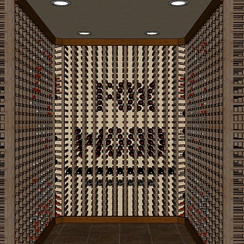 (17)美式现代木制酒窖红酒架sketchup草图模型下载