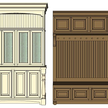 4美式欧式法式实木 橱柜储物柜换鞋柜sketchup草图模型下载