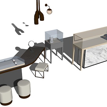 (20)现代珠宝首饰展柜吊灯壁灯摆件组合展台sketchup草图模型下载