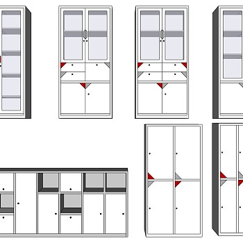 (7)现代木制橱柜装饰柜文件柜sketchup草图模型下载