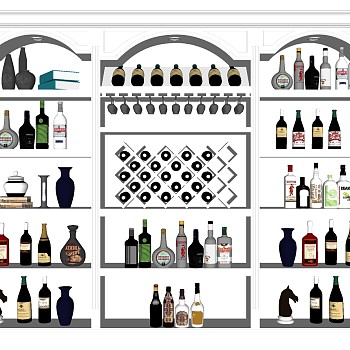 (64)现代简欧式法式酒柜sketchup草图模型下载