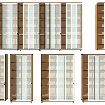(4)现代办公文件柜书柜图书馆书架储物柜书柜酒柜组合sketchup草图模型下载