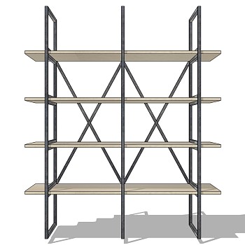 4工业风置物架书架装饰架sketchup草图模型下载