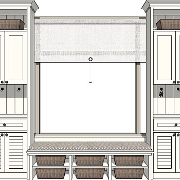 (3)美式欧式法式入口玄关储物柜衣柜衣橱鞋柜sketchup草图模型下载