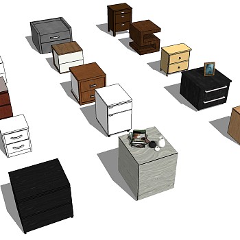(42)现代床头柜组合sketchup草图模型下载