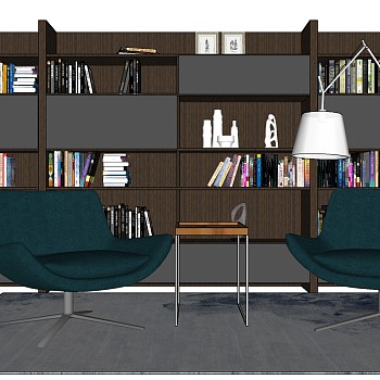 北欧现代书房书柜休闲沙发椅子 (2)