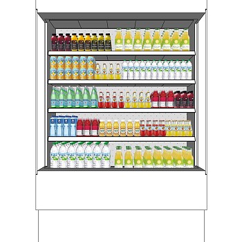 (73)现代超市冷藏柜饮料展示柜sketchup草图模型下载