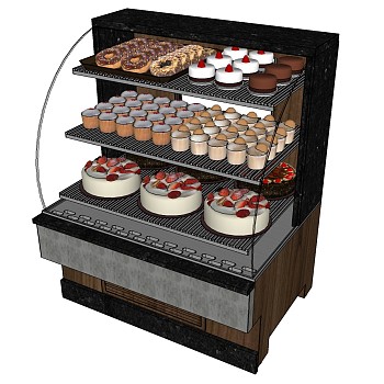 (65)现代甜品生日蛋糕店甜品展示柜甜品柜保鲜柜sketchup草图模型下载