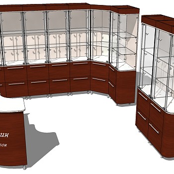 (61)现代玻璃酒柜储物柜展柜货柜展柜sketchup草图模型下载