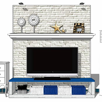 地中海简欧式电视柜su草图模型下载 (4)