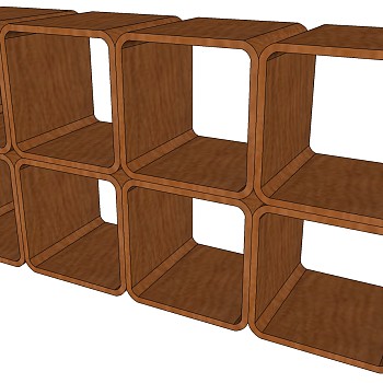 (97)现代木制储物柜展柜sketchup草图模型下载