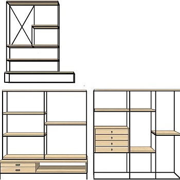 (92)现代木制货架收纳柜sketchup草图模型下载