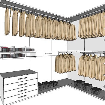 (3)  衣柜衣橱衣服盒子 sketchup草图模型下载