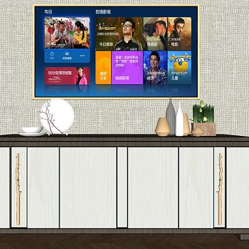 21新中式电视柜sketchup草图模型下载